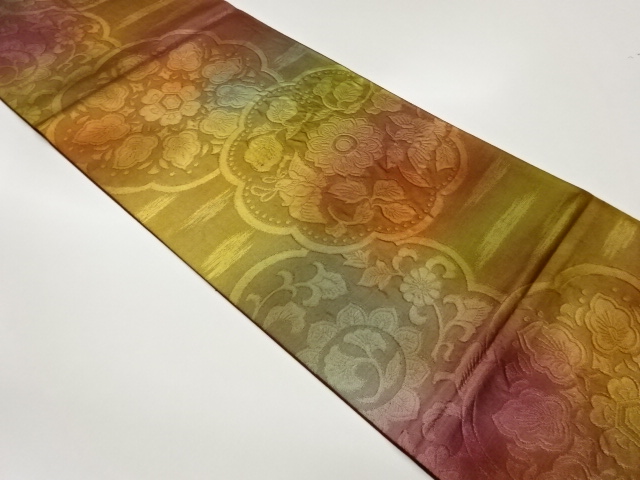 JAPANESE FUKURO OBI / MATELASSE / WOVEN FLOWER CREST